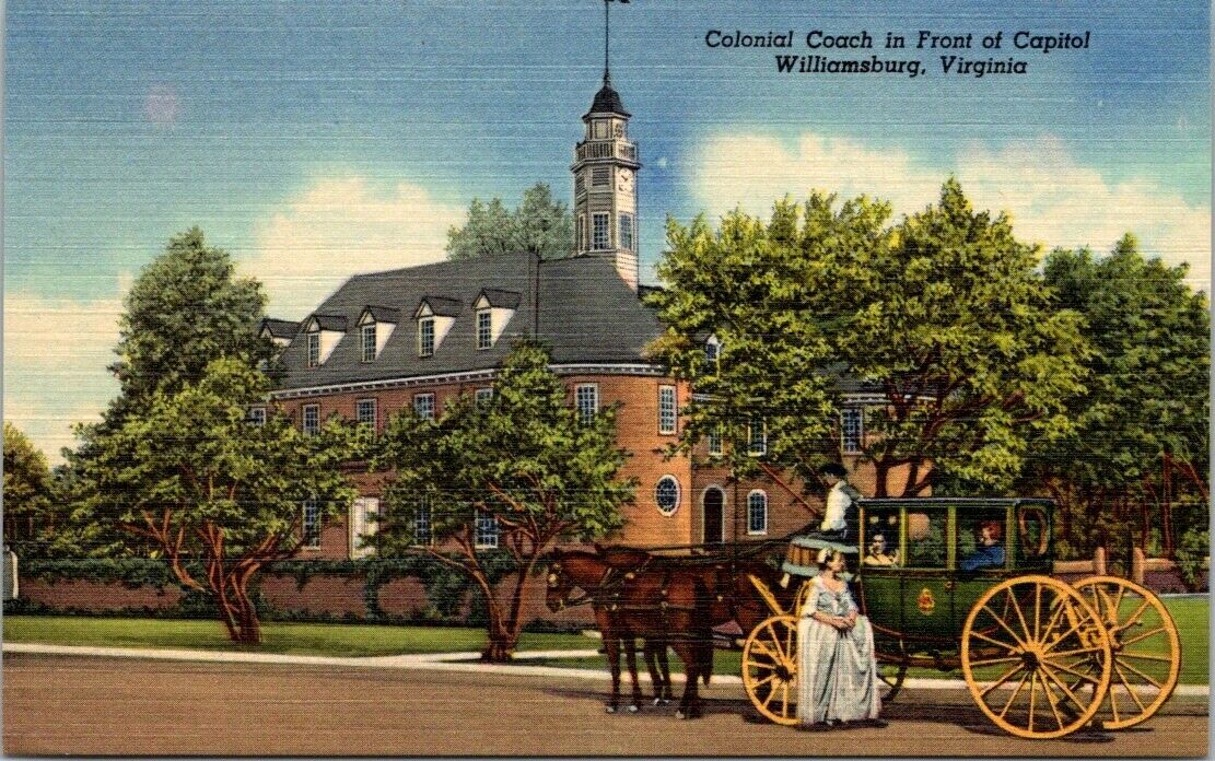 Postcard Post Card Williamsburg Virginia Capitol Colonial Coach Unposted