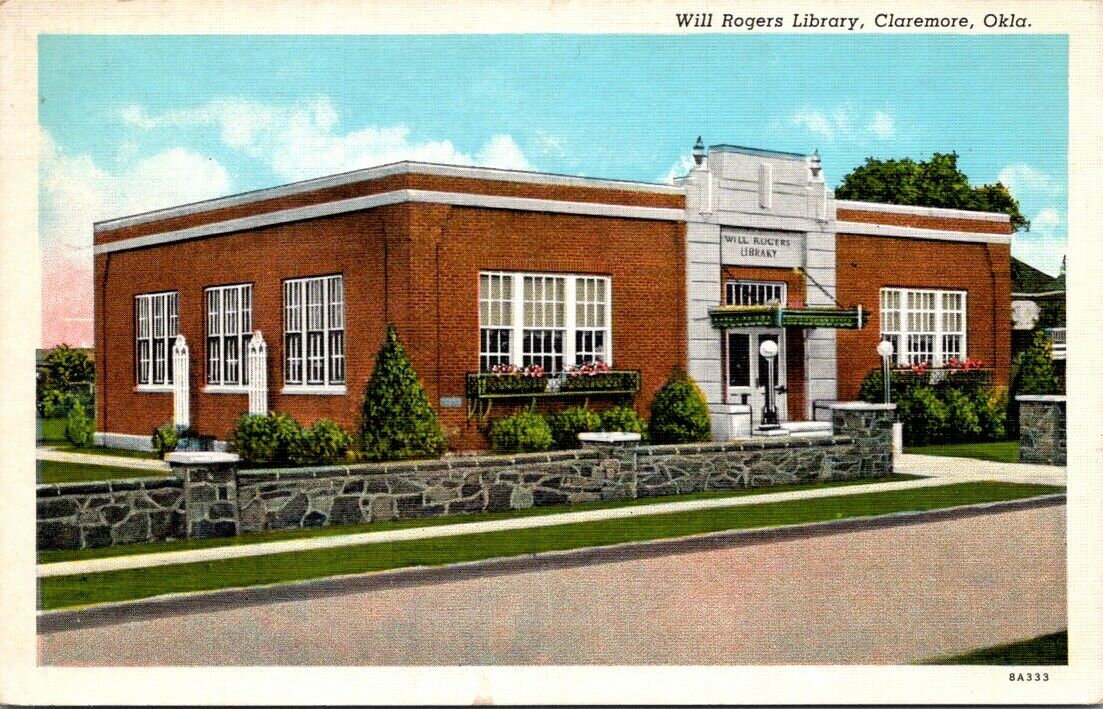 Postcard Post Card Library Claremore Oklahoma Unposted