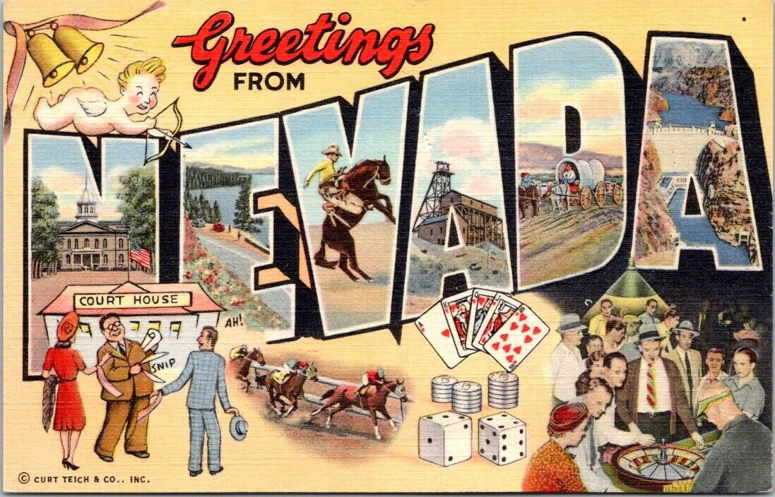 Postcard Post Card Greetings From  Nevada Las Vegas Unposted