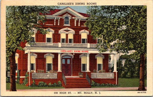 Postcard Divided Posted Carslake's Dining Rooms High Street Mt. Holly New Jersey