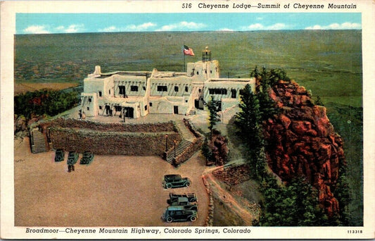 Postcard Post Card Cheyenne Lodge Colorado Springs Mountain Unposted