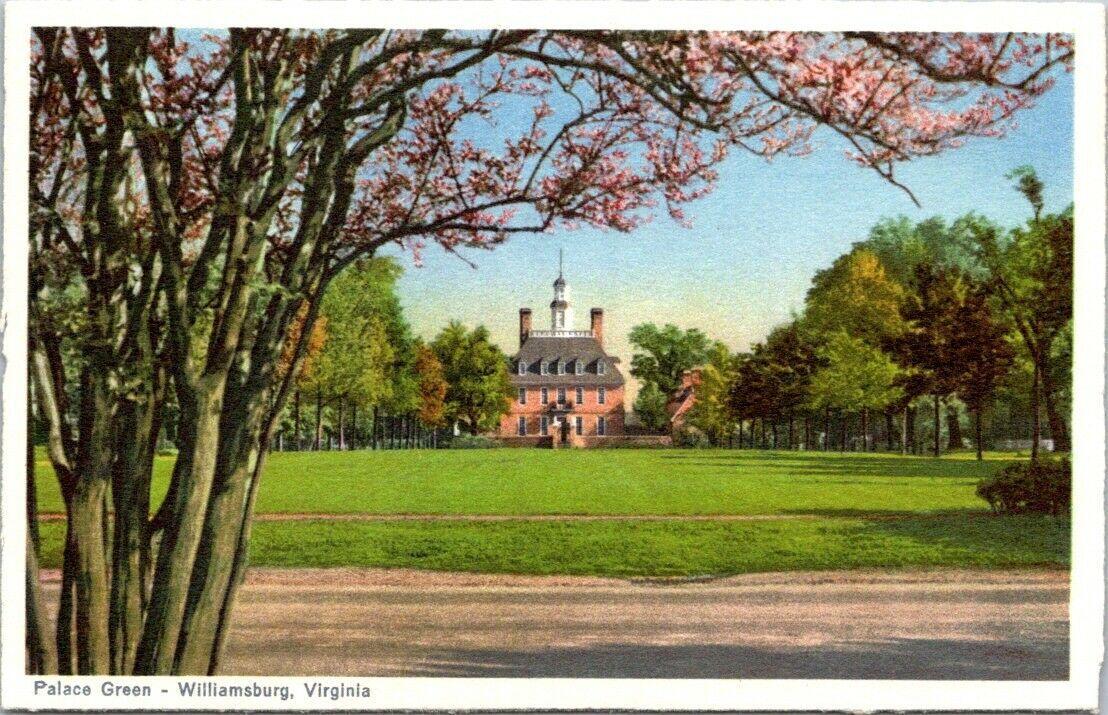 Postcard Post Card Palace Green Williamsburg Virginia Unposted Cherry Blossoms