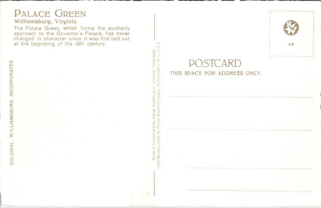 Postcard Post Card Palace Green Williamsburg Virginia Unposted Cherry Blossoms