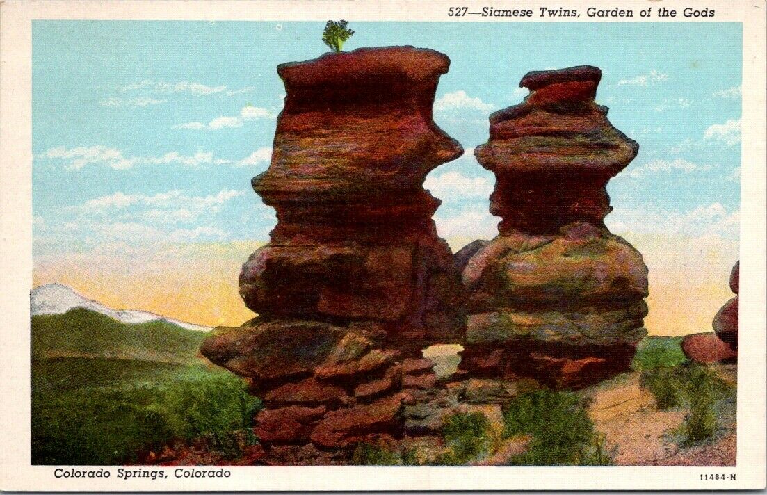 Postcard Post Card Siamese Twins Garden Of The Gods Colorado Springs