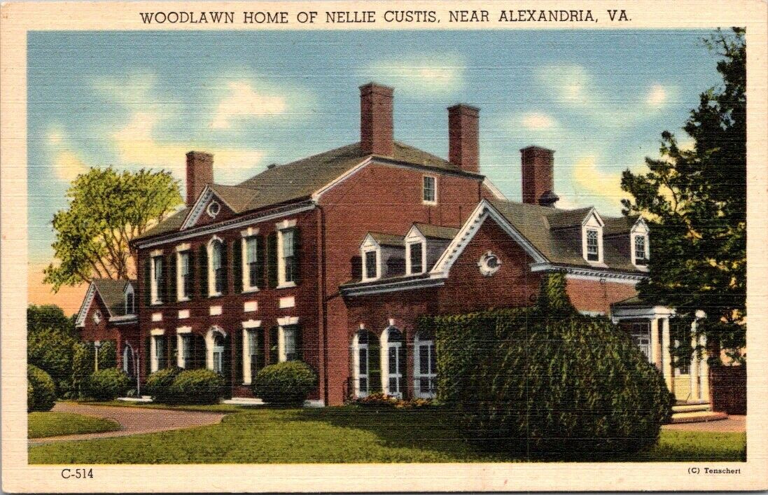 Postcard Divided Back Unposted Woodlawn Nellie Custis Near Alexandria Virginia