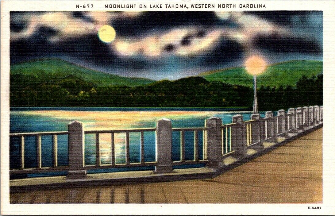 Postcard Divided Back Unposted Moonlight Lake Tahoma North Carolina