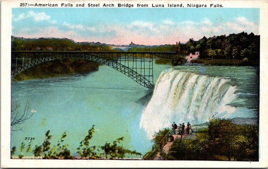 Postcard Divided Back Unposted Steel Arch Bridge Luna Island Niagara Falls