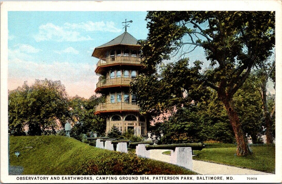 Postcard Divided Back Unposted Baltimore Observatory Earthworks Patterson Park