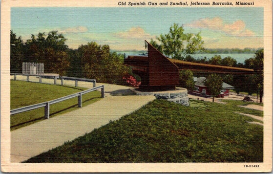 Postcard Divided Back Old Spanish Gun & Sundial Jefferson Barracks Missouri