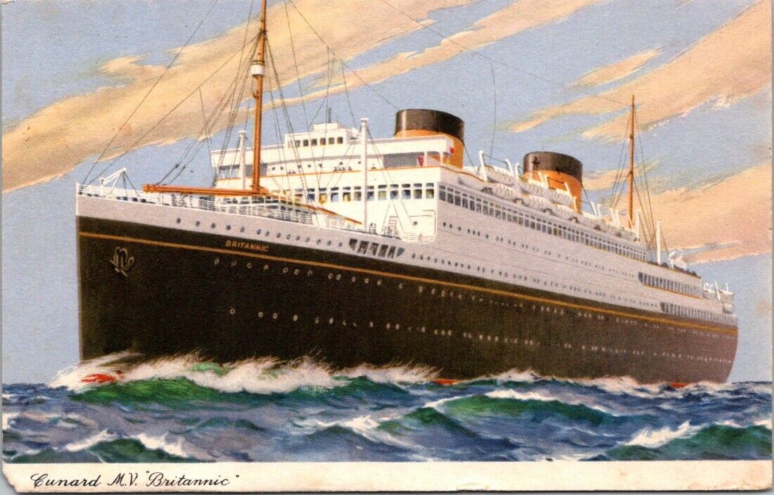 Postcard Divided Back Posted 1948 Cunard Britannic Liverpool Rotary Stamp