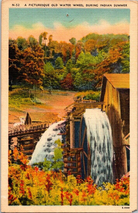 Postcard Post Card Old Water Wheel During Indian Summer Unposted