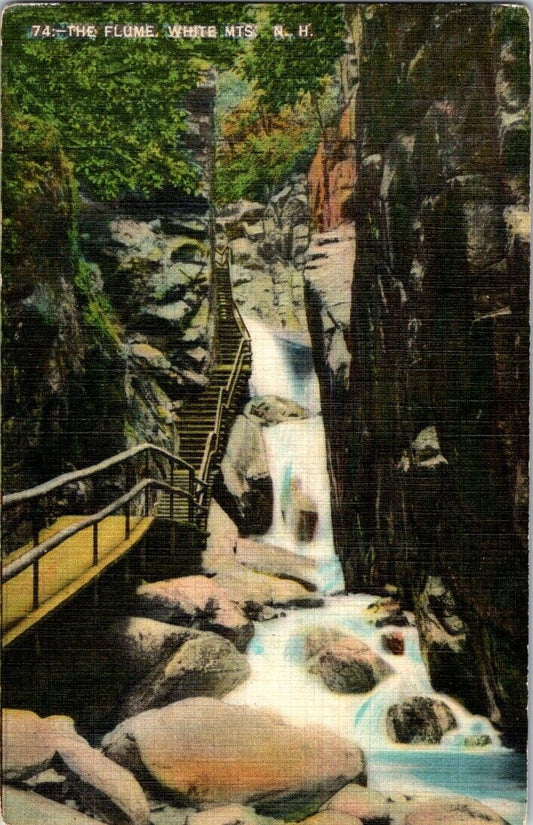 Postcard Post Card New Hampshire Flume Posted 1938 Franklin 1 Cent Stamp