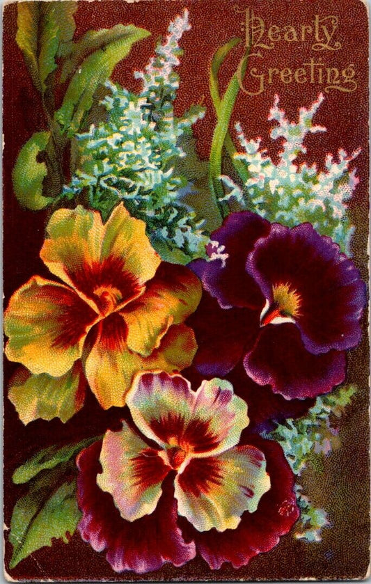 Postcard Flower Hearty Greeting 1912 US Postage One Cent