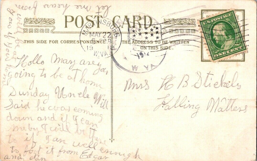 Postcard Flower Hearty Greeting 1912 US Postage One Cent