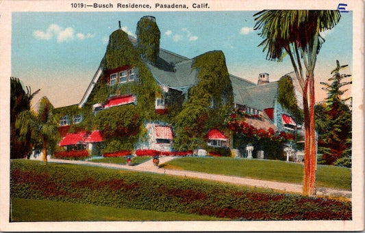 Postcard 1019 Busch Residence Pasadena Los Angeles California USA