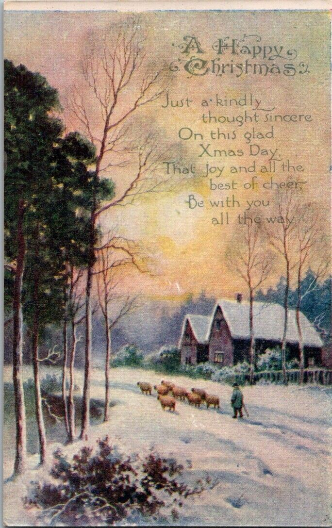 Vintage Postcard A Happy Christmas Greeting Wishes W & K London Unposted