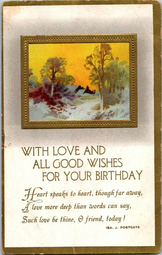 Vintage Postcard Without Love And All Good Wishes For Your Birthay One Cent