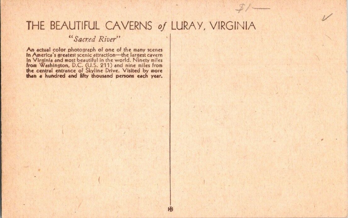 VTG Postcard The Beautiful Caverns Of Lurray Virginia Saracen's Tent Unposted