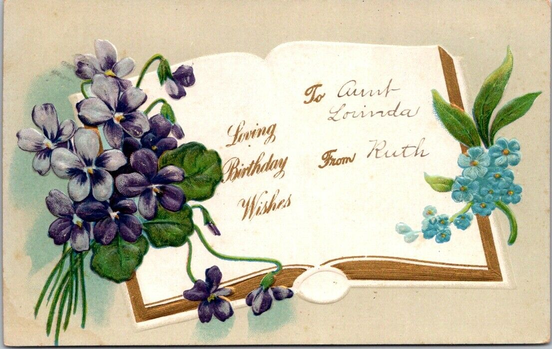 Postcard Vintage Loving Birthday Wishes Ludlow 1909 One Cent