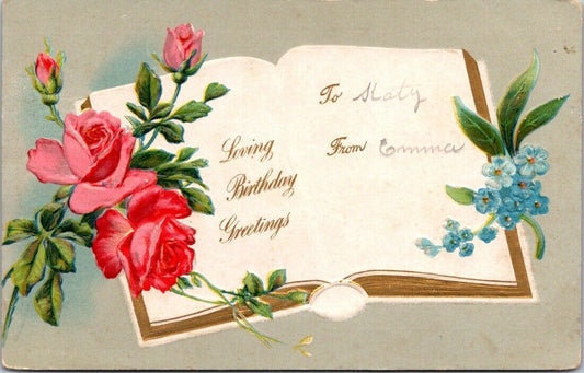 Vintage Postcard Flower Loving Birthday Greetings