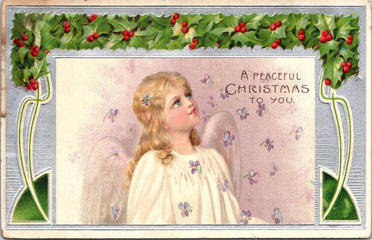 Vintage Postcard Angel A Peaceful Christmas To You 1 Cent Kentucky 1908