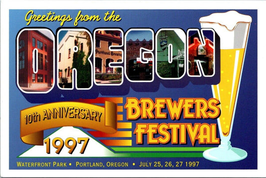 Vintage Postcard Oregon 1997 Brewer's Festival 10th Anniversary Portland