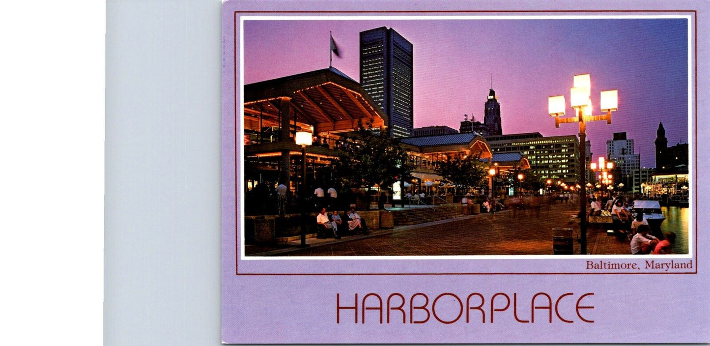 Vintage Postcard Inner Harbor Place Bars Restaurant Baltimore Maryland Unposted