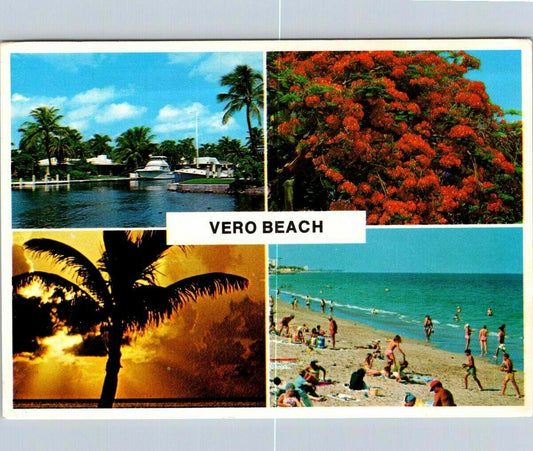 Vintage Postcard A Collection Of Colorful Scenes Vero Beach Florida Posted 1985