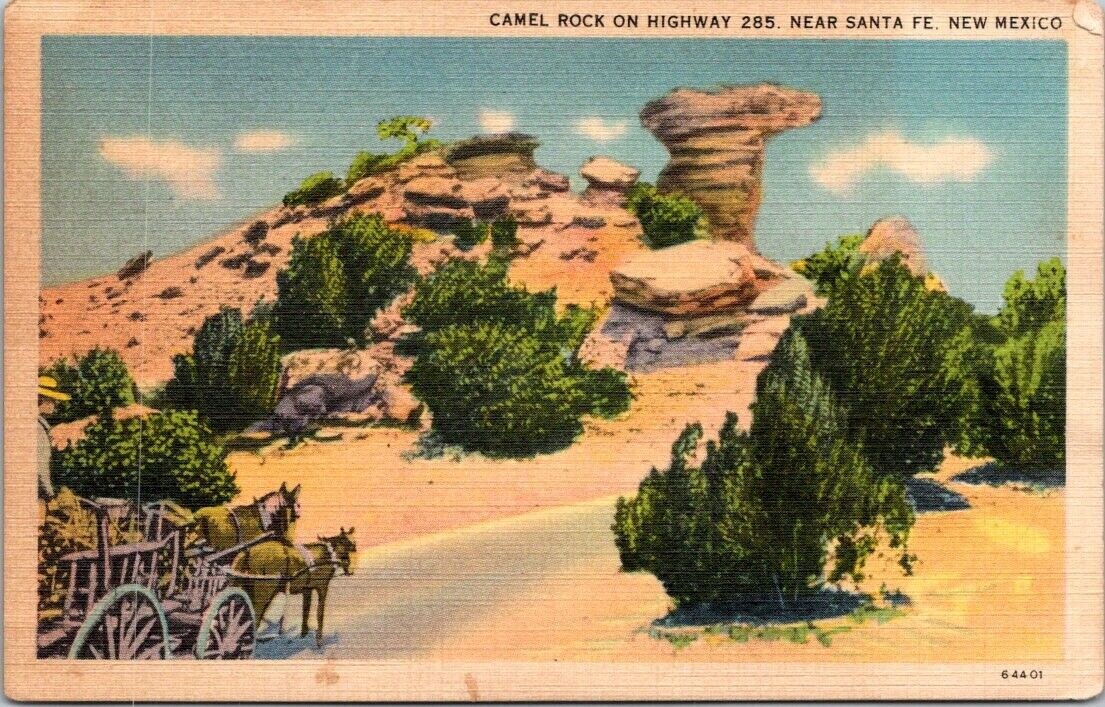 Postcard Camel Rock Highway 285 Near Santa Fe New Mexico California Posted 1954