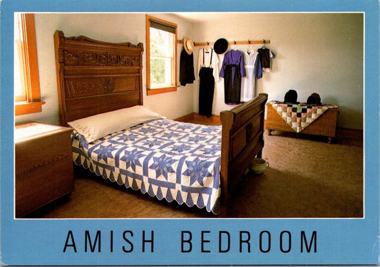 Postcard Vintage Bedroom Greetings From The Amish Country Unposted