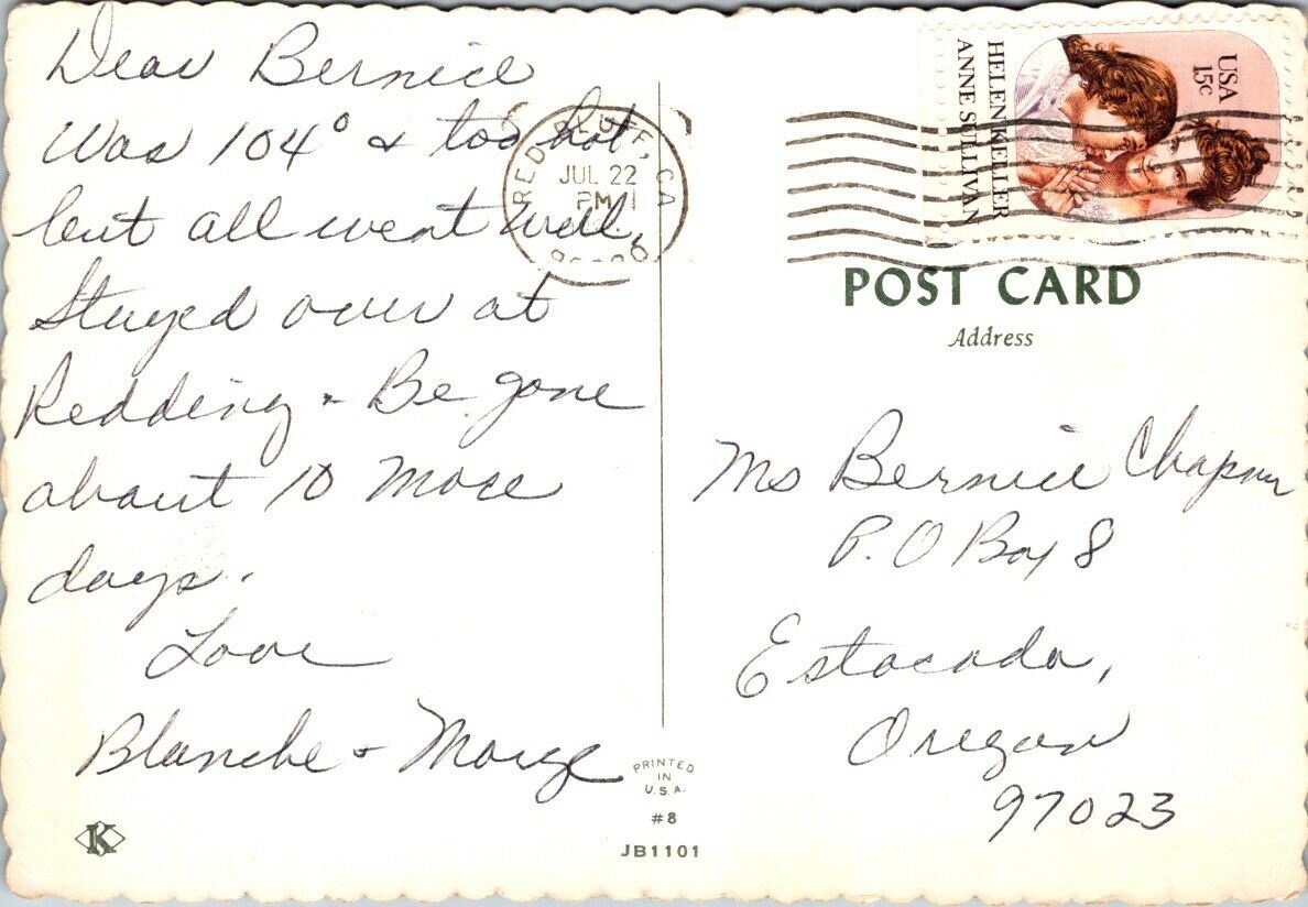 Postcard Vintage Snow US Postage 15 Cents Red Bluff California