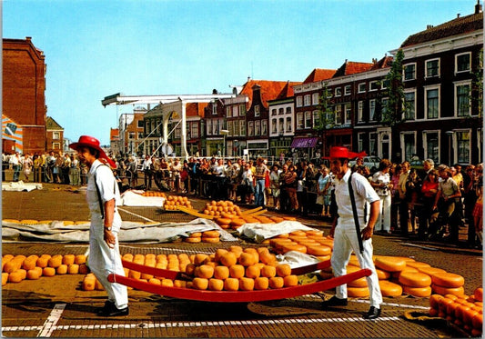 Vintage Postcard Alkmaar Cheese Market Netherlands Unposted