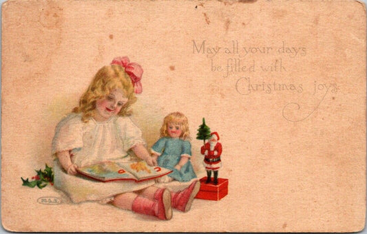 Postcard Vintage Greetings May All Your Days Be Filled With Christmas Joys