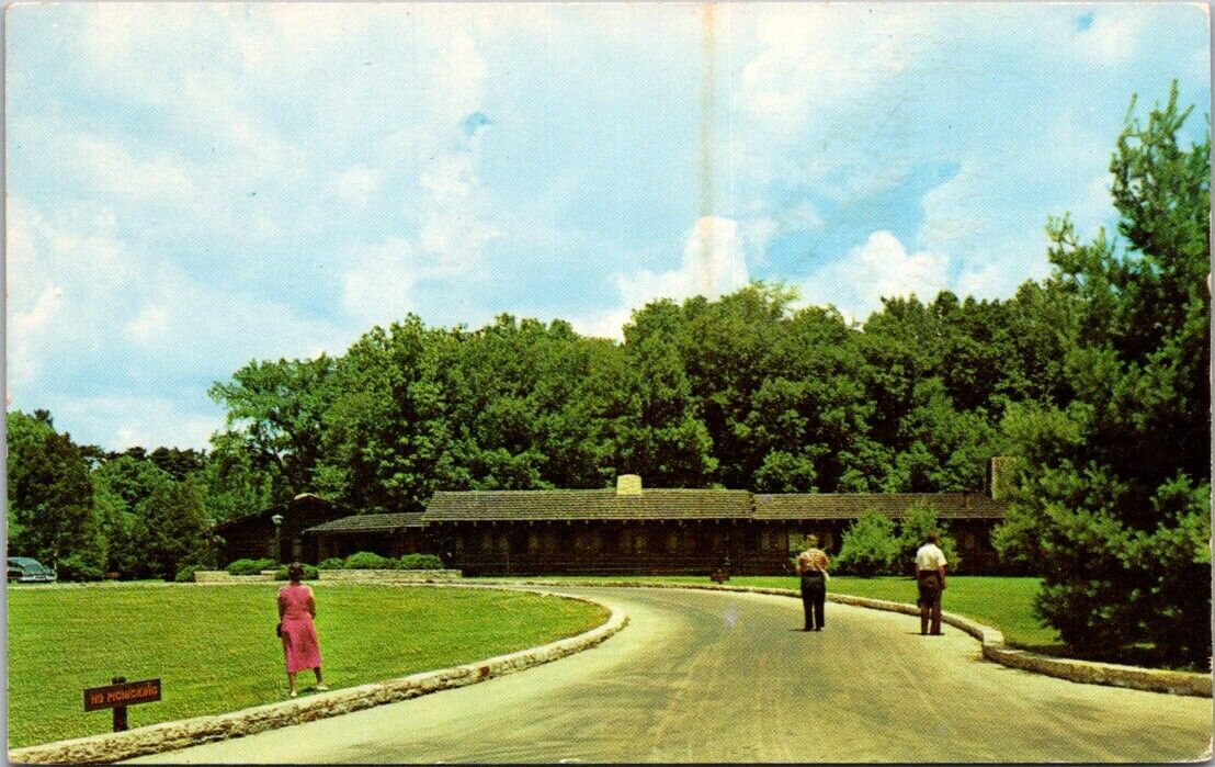 Postcard Vintage Main Lodge White Pines Forest State Park Illinois Posted 1956