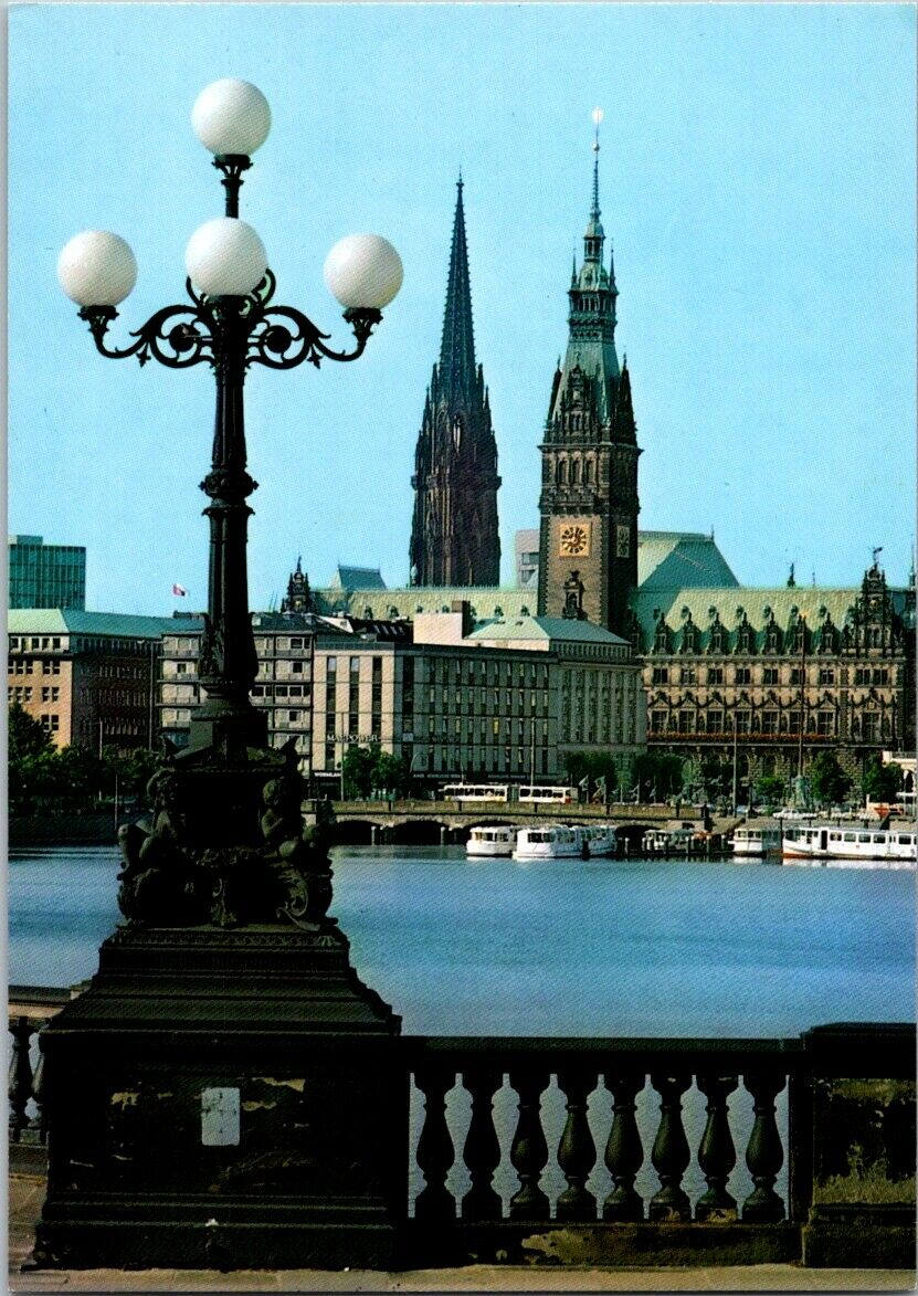 Postcard Vintage Hamburg View Of The City From The Lomardsbrucke Unposted