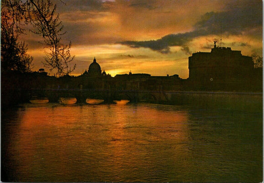 Vintage Postcard Sant'Angelo Bridge And Castle Rome Italy Unposted