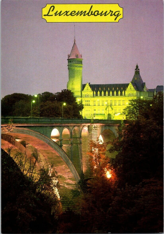 Postcard Vintage Luxembourg Pont Grand Duke Adolphe Unposted