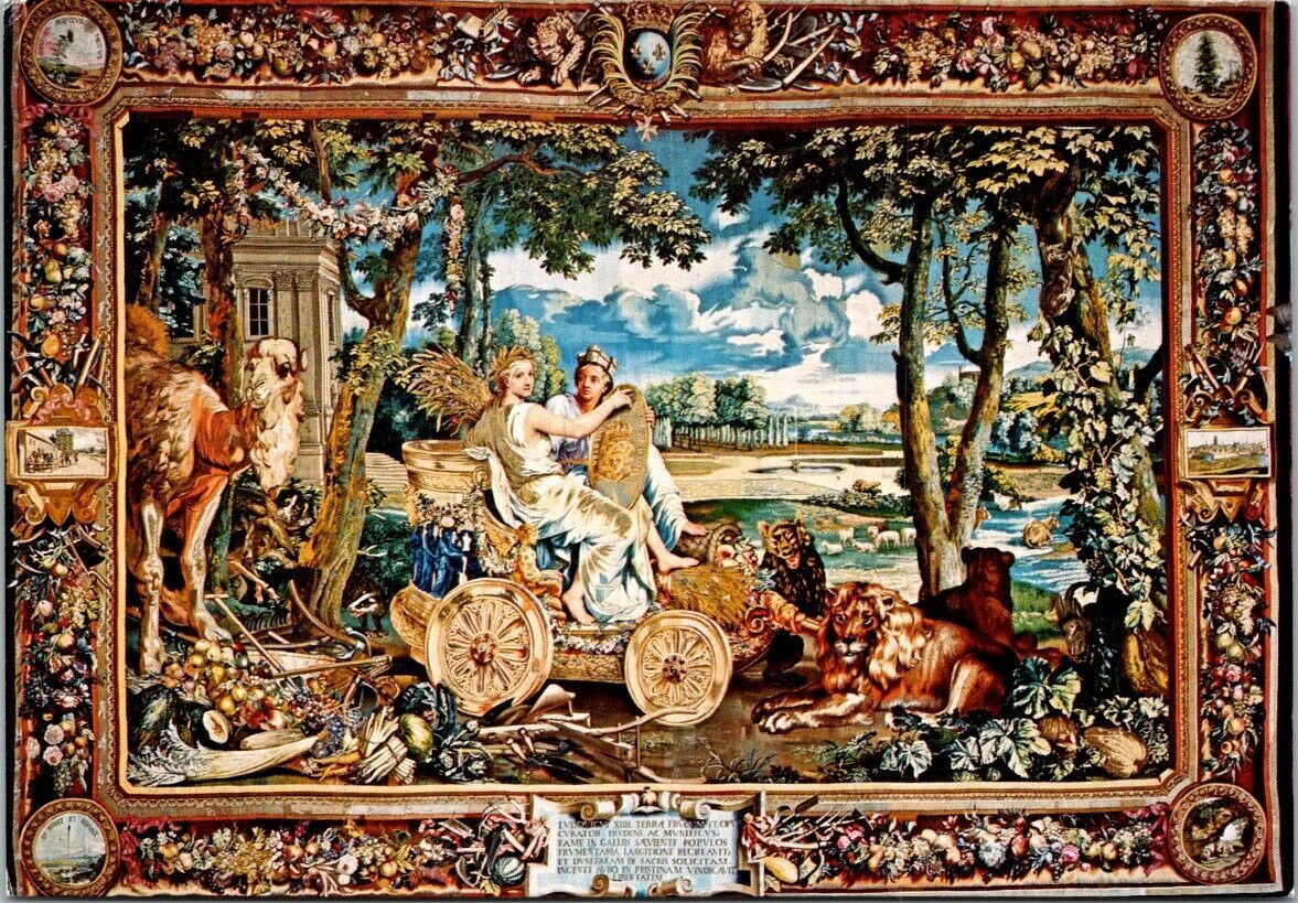 Vintage Postcard Gobelins Tapestry Allegoria della Terra Siena Italy Unposted