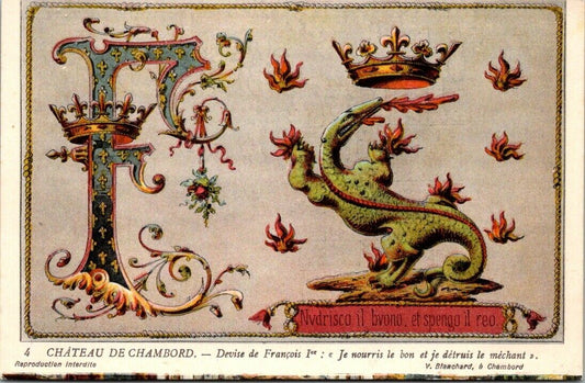 Vintage Postcard Francois Currency Château de Chambord France Unposted