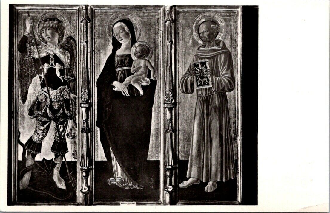 Vintage Postcard Madonna And Child With Two Saints Neroccio Di Bartolomeo Landi