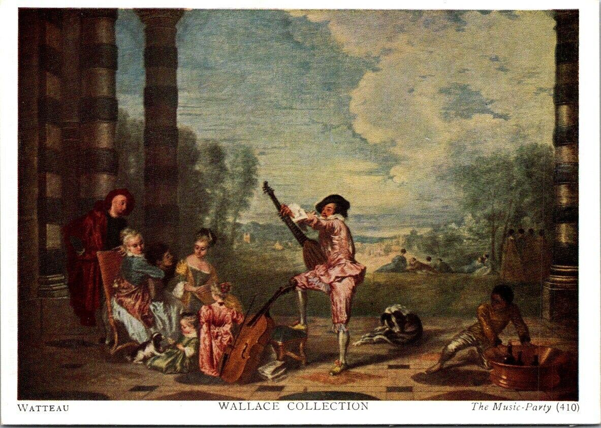 Vintage Postcard The Music Party Wallace Collection Antoine Watteau Unposted