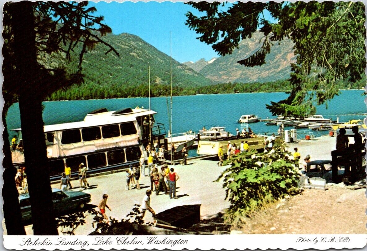 Vintage Postcard Boat Landing Stehekin Lake Chelan Washington United States