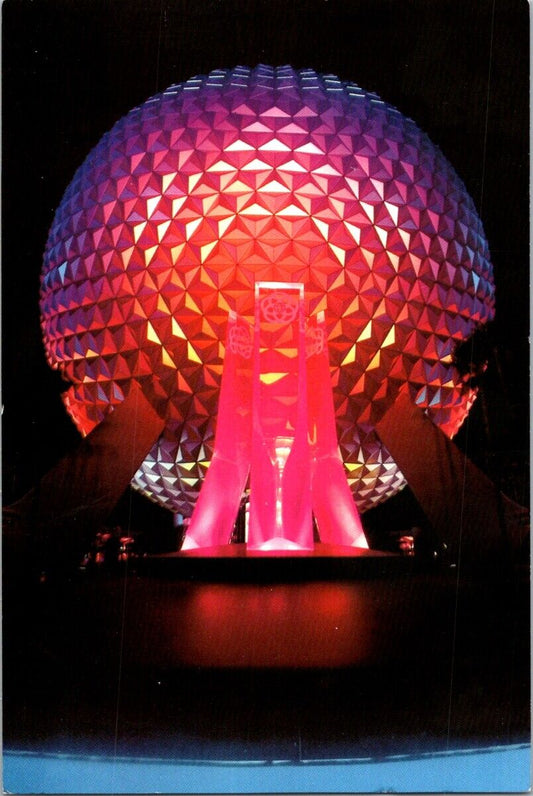 Vintage Postcard Spaceship Earth Beyond Epcot Center's Theme Tower Unposted