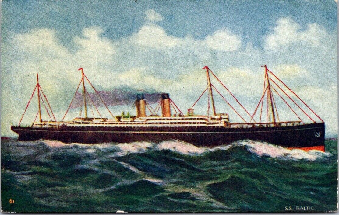 Vintage Postcard Steamship Baltic White Star Fleet Unposted