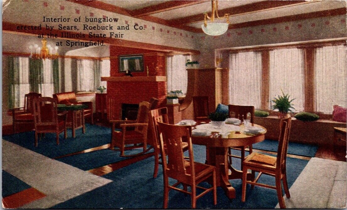 Vintage Postcard Interior Of Bungalow Roebuck Illinois State Fair At Springfield