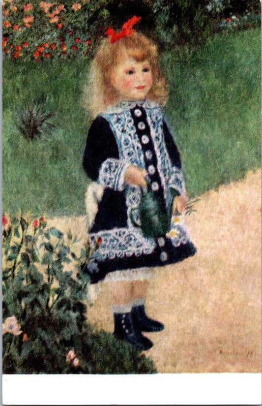 Vintage Postcard A Girl With A Watering Can By Renoir National Gallery Of Art