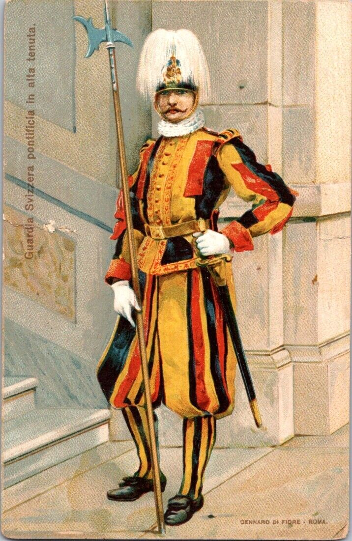 Vintage Postcard Swiss Guards, Pontifical Swiss Guard In High Seal Tenuta Italy