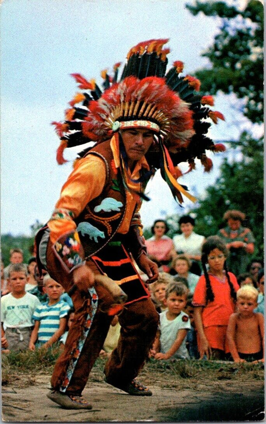 Vintage Postcard Historic Long Island Shinnecock Indians Chief Bright Canoe