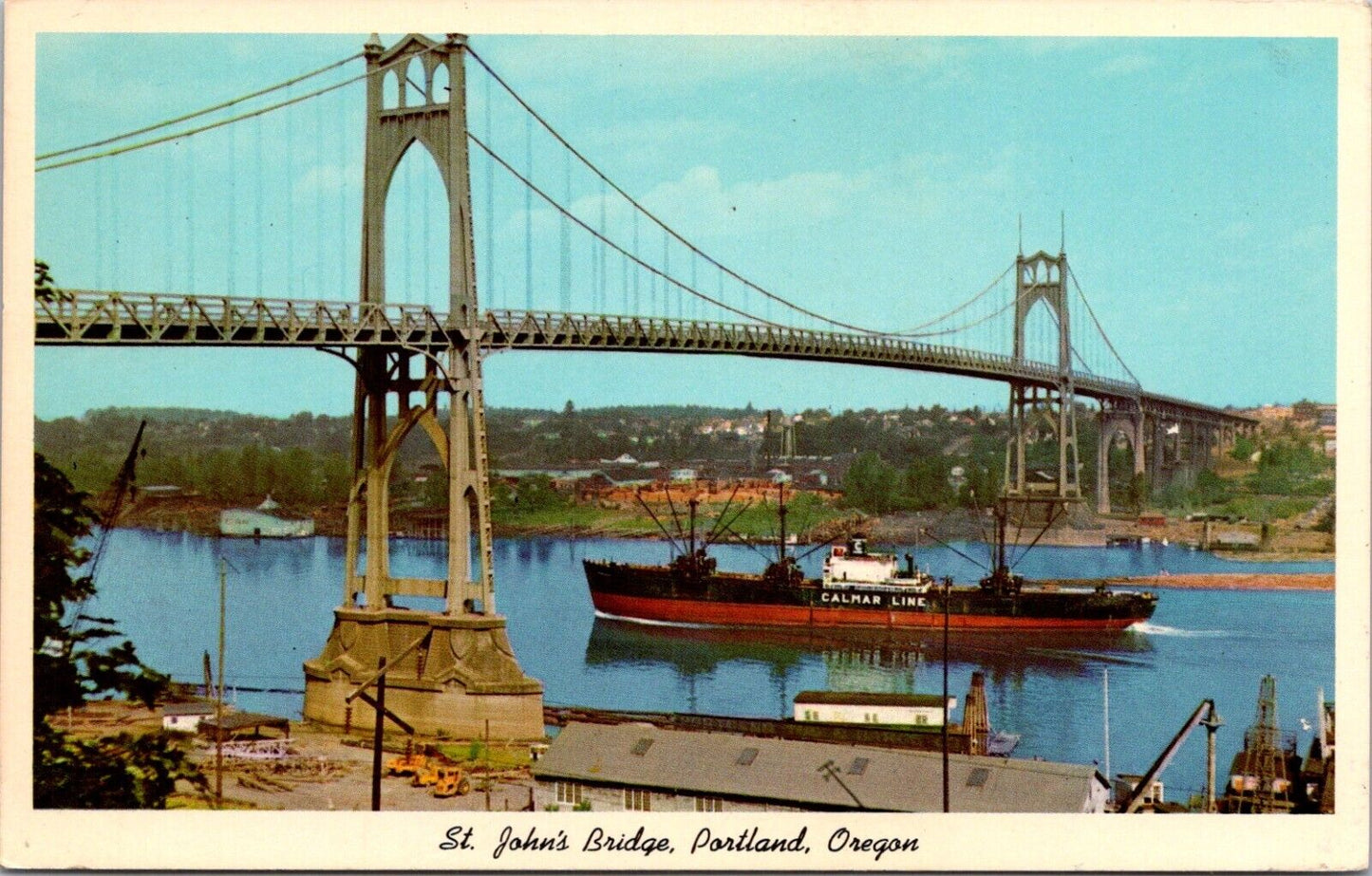 Postcard Portland Oregon St. John's Bridge