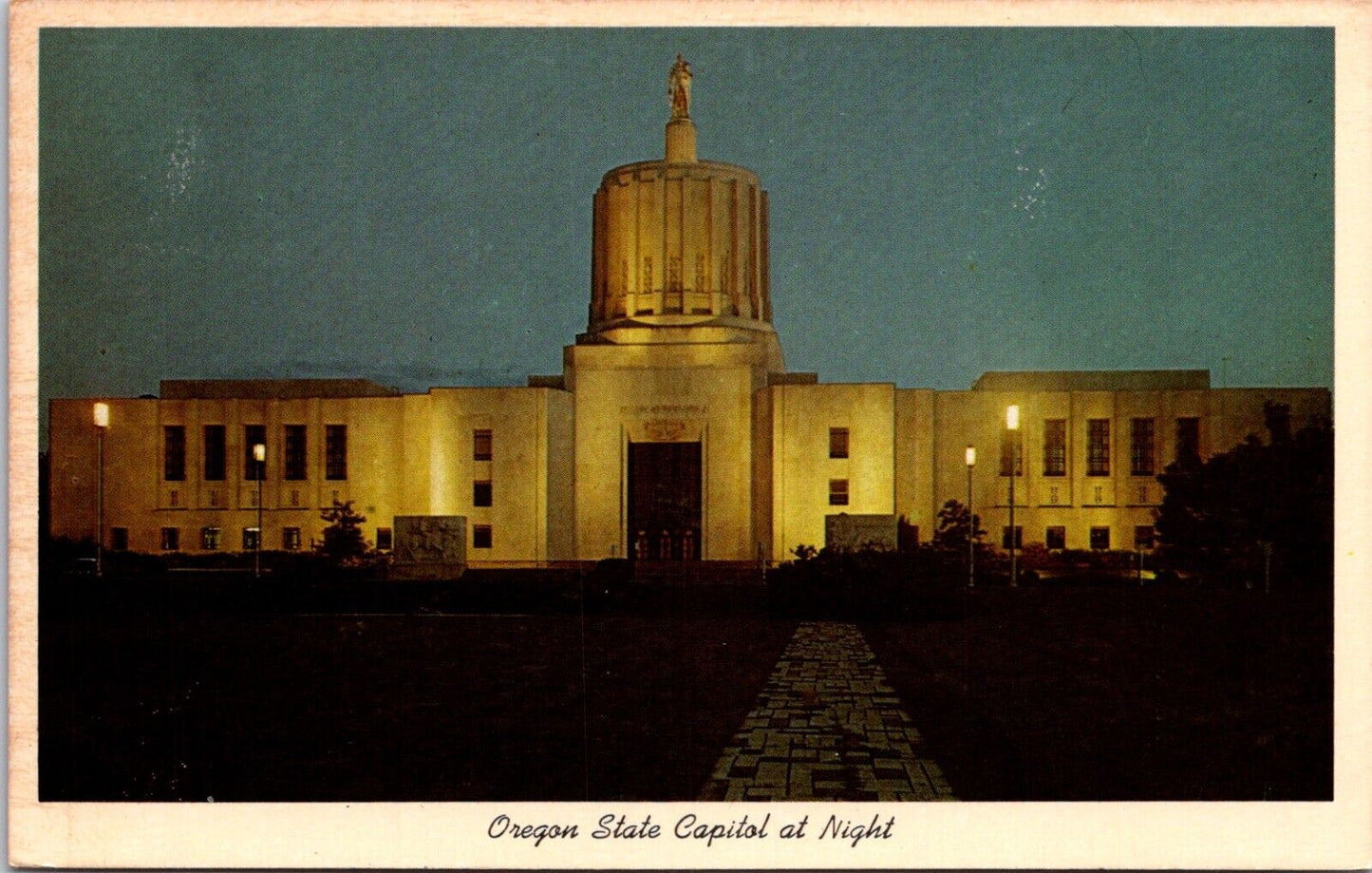 Postcard Salem Oregon State Capitol at Night